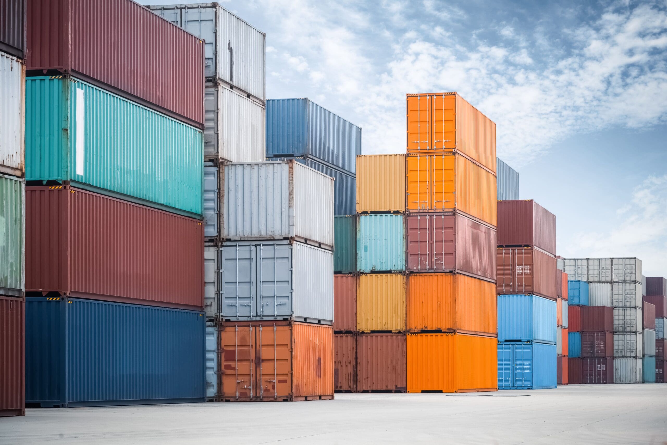 Some,Container,Stacking,In,Freight,Yard,,transport,Concept