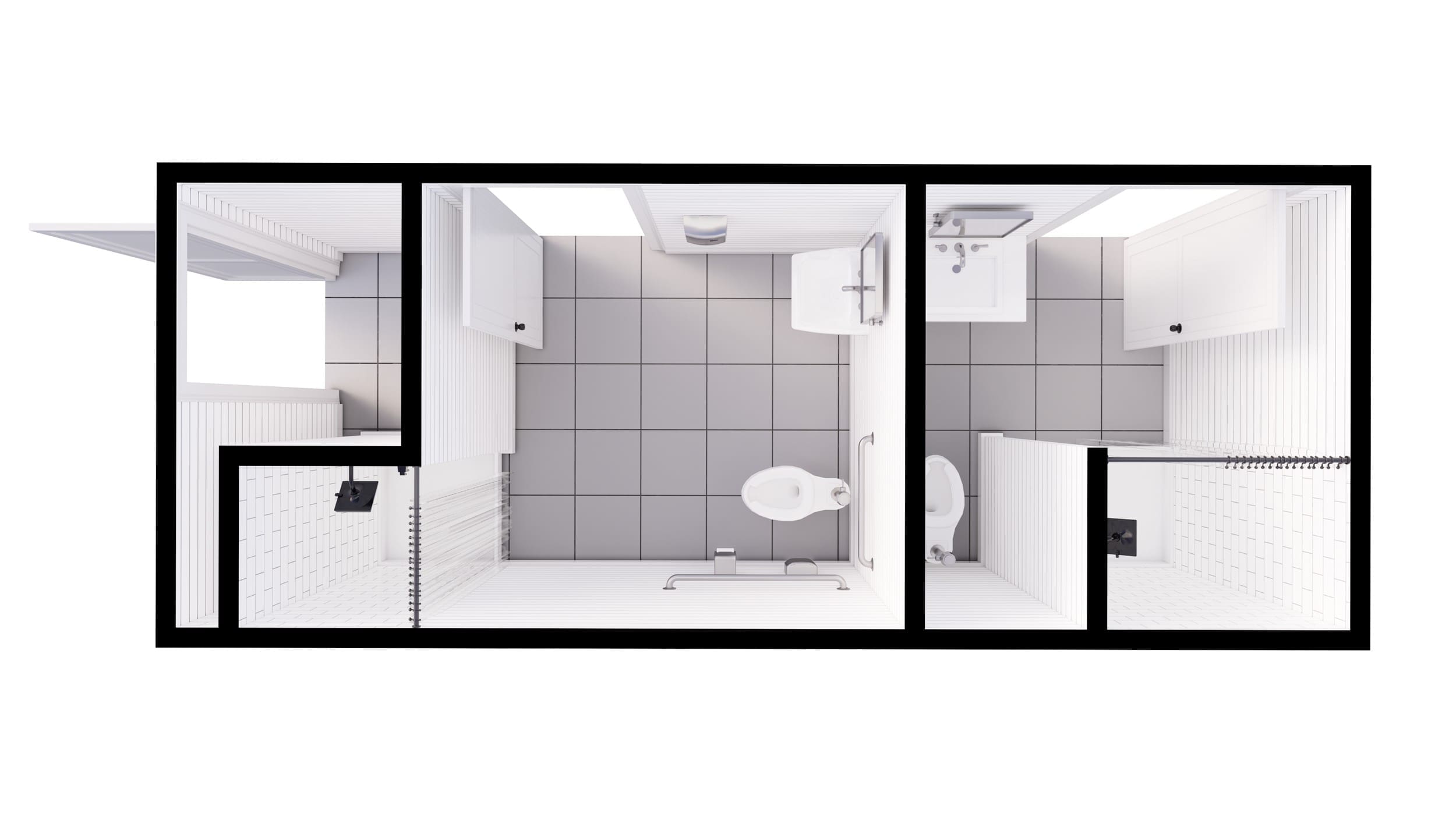 20-Foot Bathroom with Showers