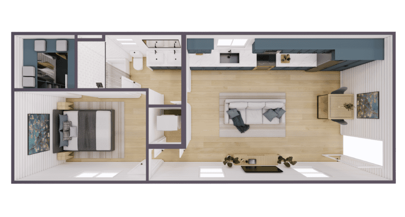 One Container Layout 1 Bedroom Container Homes | Custom Container Living