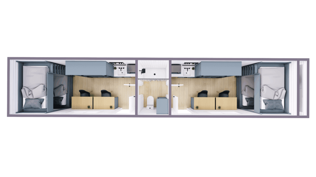 SINGLE 40 DORM WITH SHARED BATH FOR 4 STUDENTS